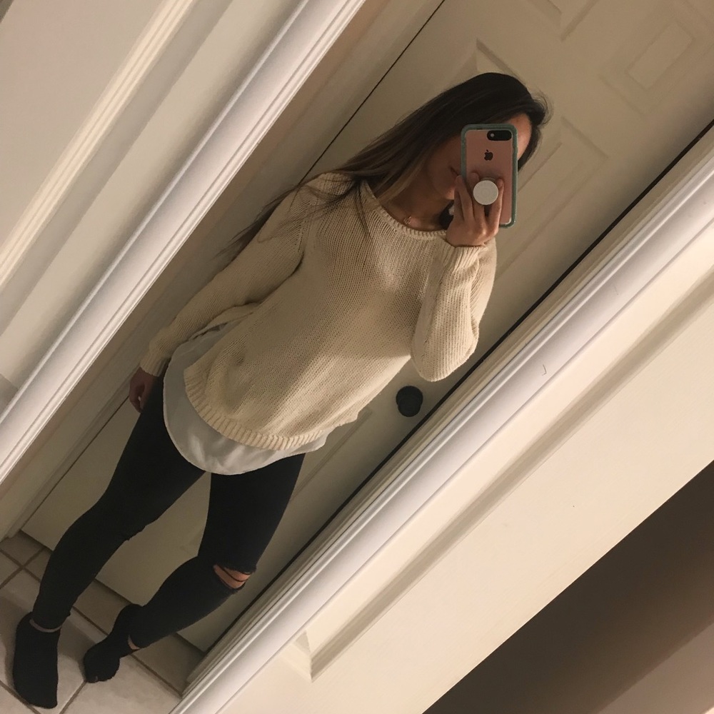 Off White LOFT layered Sweater Blouse